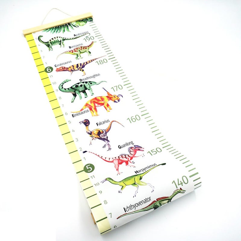HomeEvolution Kids Growth Chart Height Measuring Chart, Dinosaur Canvas Wall Hanging Rulers for Baby Children Girls Bedroom Decor - Image 3